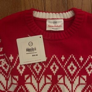 Hanna Andersson Festive Red and White Crewneck Sweater